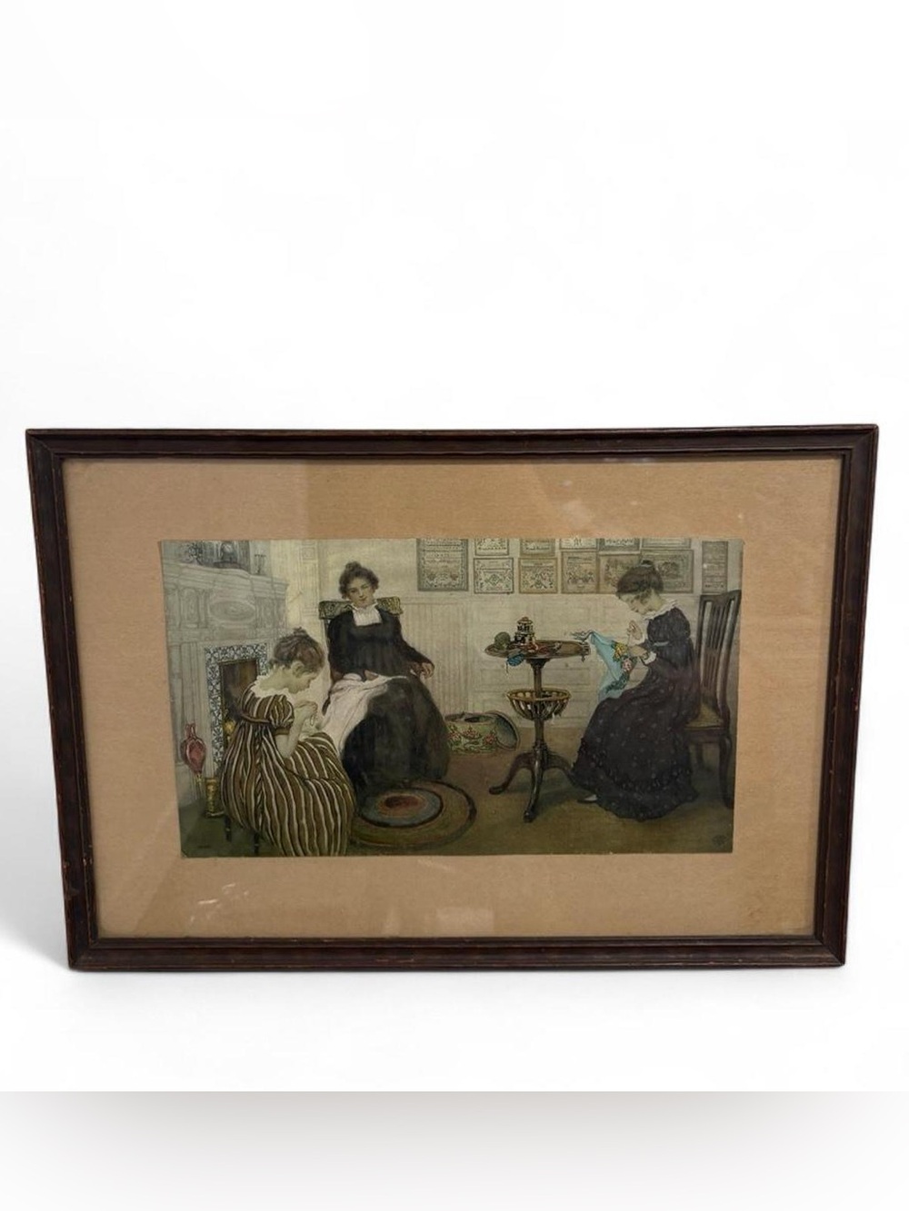 1907 Detroit Publishing Co Framed Art Print "The Sampler" C. Y. Turner - 65002